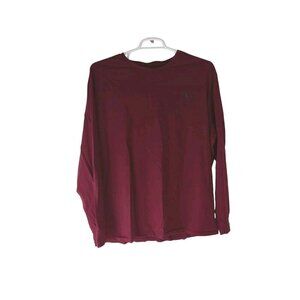 Polo Ralph Lauren Men's XXL Burgundy Basic T-shirt Green Pony Logo Long Sleeve